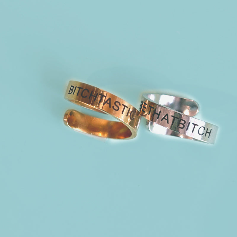 BE THAT BITCH Wrap Ring, Silver